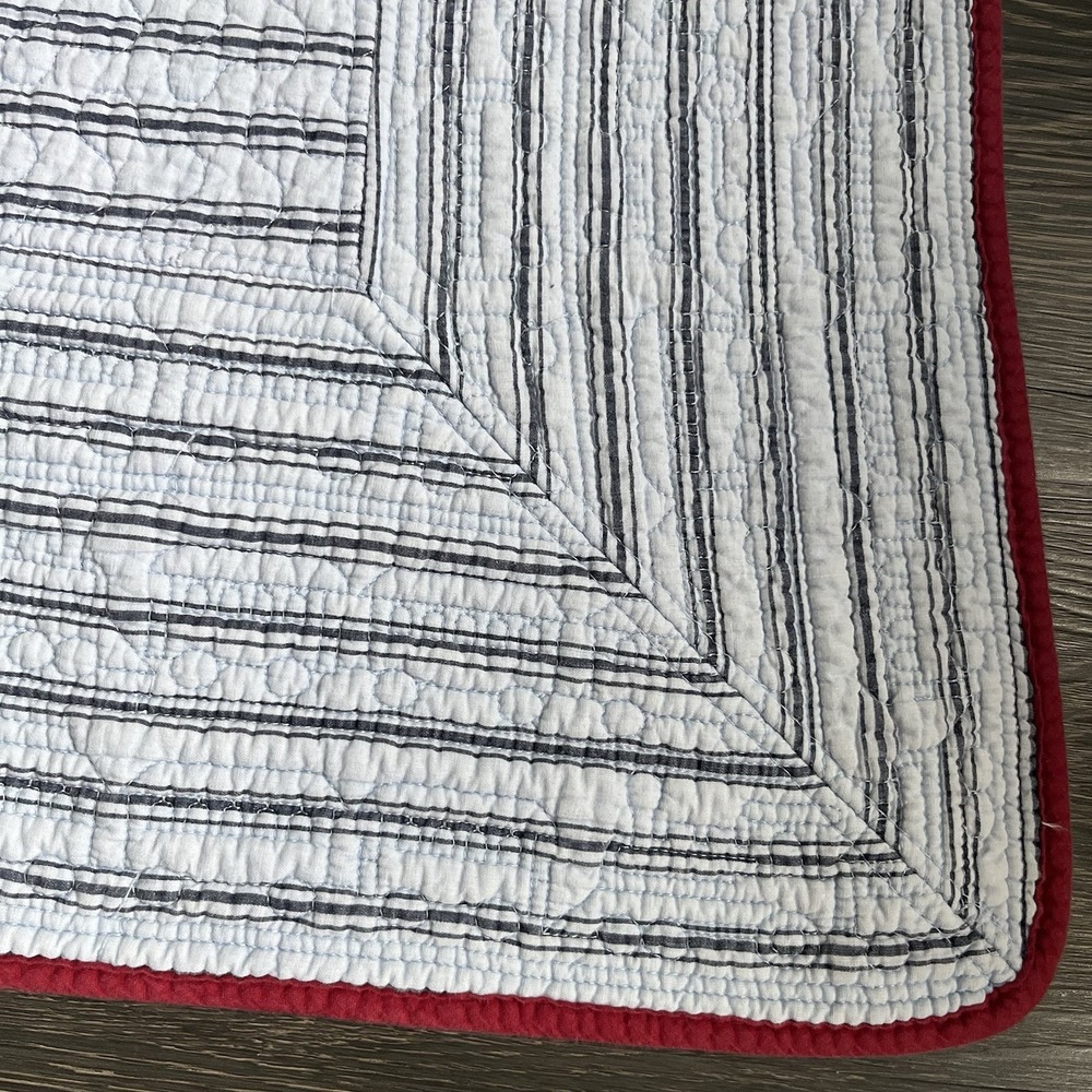 Authentic Kids Train Quilt 100% Cotton Blue Red Detailed Appliqué Bedding Twin - Picture 7 of 12